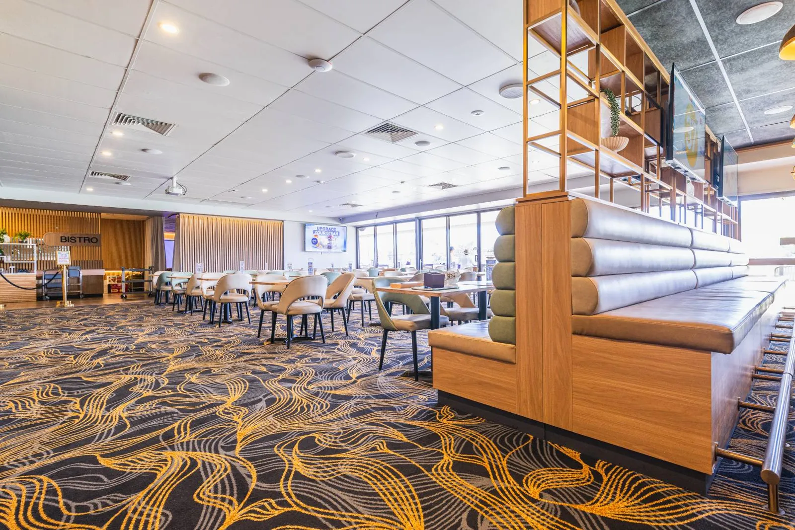 The bright, modern bistro dining room